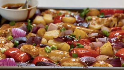 One Sheet Pineapple Chicken With Teriyaki Glaze